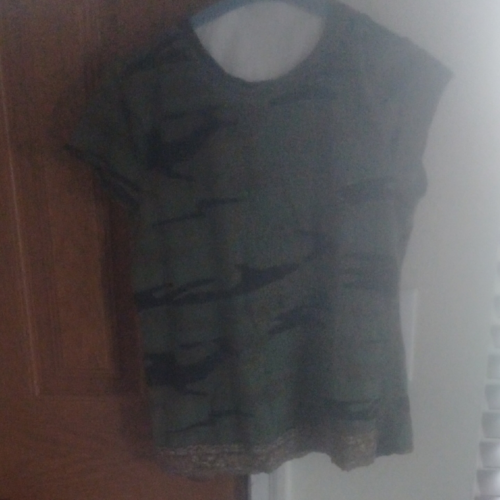 Self Esteem Green and Black Camouflage Women's Tee